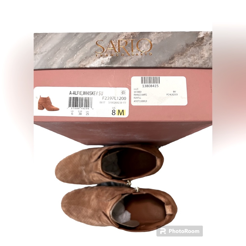 Franco Sarto Alfie Whiskey Suede Booties Worn Ounce Size 8 - Picture 5 of 6